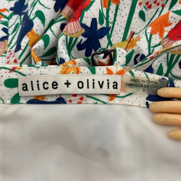Alice + Olivia Nella Floral Bird Print Midi Sundress Size 0 ASO Jane the Virgin - Picture 9 of 10
